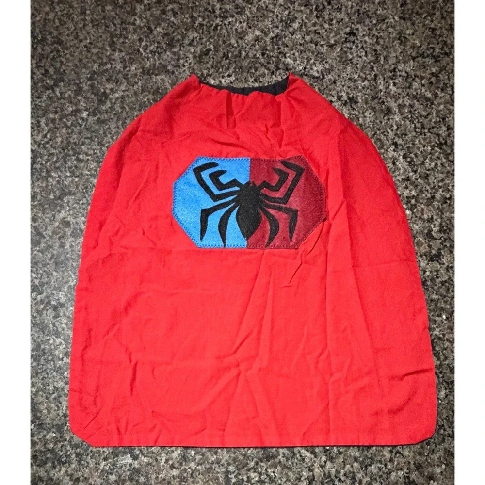 Superhero Cape Reversible Batman Spider-Man Kids Costume Red Black Dress Up 25in